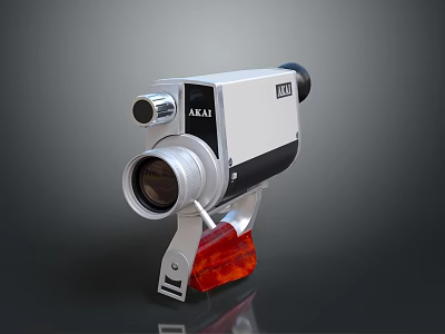 Vintage ALFA Camera Equipment Featuring Classic Lens And Red Base Stand 3d model