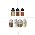Transparent Glass Spice Jars with Black and White Lids for Kitchen Seasoning Storage
