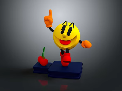 Yellow Smiley Face Toy With Orange Gloves Red Shoes And Blue Platform Cherry 3d model