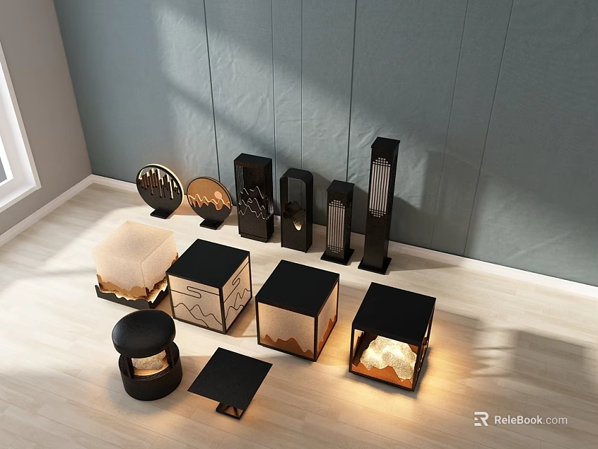 Modern Outdoor Lights Collection with Various Stylish Shapes and Decorative Designs 3d model 
