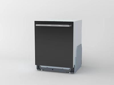 Freestanding Black Front Panel Dishwasher With Stainless Steel Handle And Modern Design For Kitchen 3d model