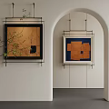 Modern Elegant Living Room Interior With Framed Abstract Paintings And Archway