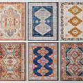 Traditional Square Rugs With Colorful Geometric Patterns And Various Designs 3d model