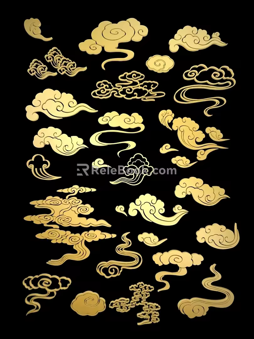 Bronzing Moire Pattern Chinese-style Xiangyun Pattern Traditional Xiangyun National Fashion Elements Retro Xiangyun 3d model