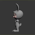 Cartoon Rabbit Game Movie Character With Smiling Face Extended Arms And Gray Costume