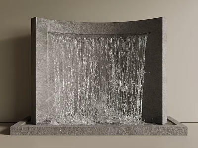 Modern Water Feature Wall With Gray Stone Frame Flowing Water And Base Tray 3d model