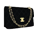 Black Quilted Leather Bag With Gold Chain Strap And Classic Logo Design