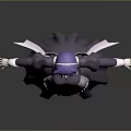 Female Game Movie Character 3D Model With Purple Hair in Maid Outfit and White Apron