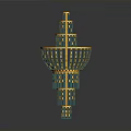Decorative Multi Layered Tower With Gold And Blue Mesh Structure