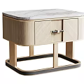 Sleek Modern Console Side Cabinet With Marble Top And Double Wooden Doors