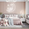 Cute Kids Room Interior With Pink Walls Moon Star Decor And Teddy Bear