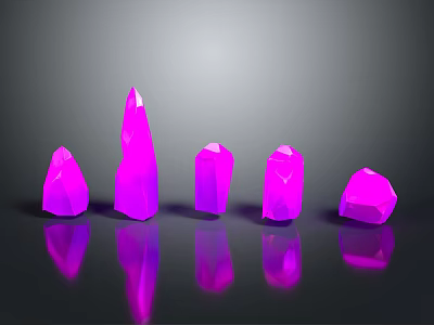 Purple Crystal Decorative Ornament Set with Various Shapes and Shiny Reflective Surfaces 3d model