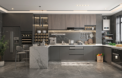 Open kitchen Modern kitchen 3d model