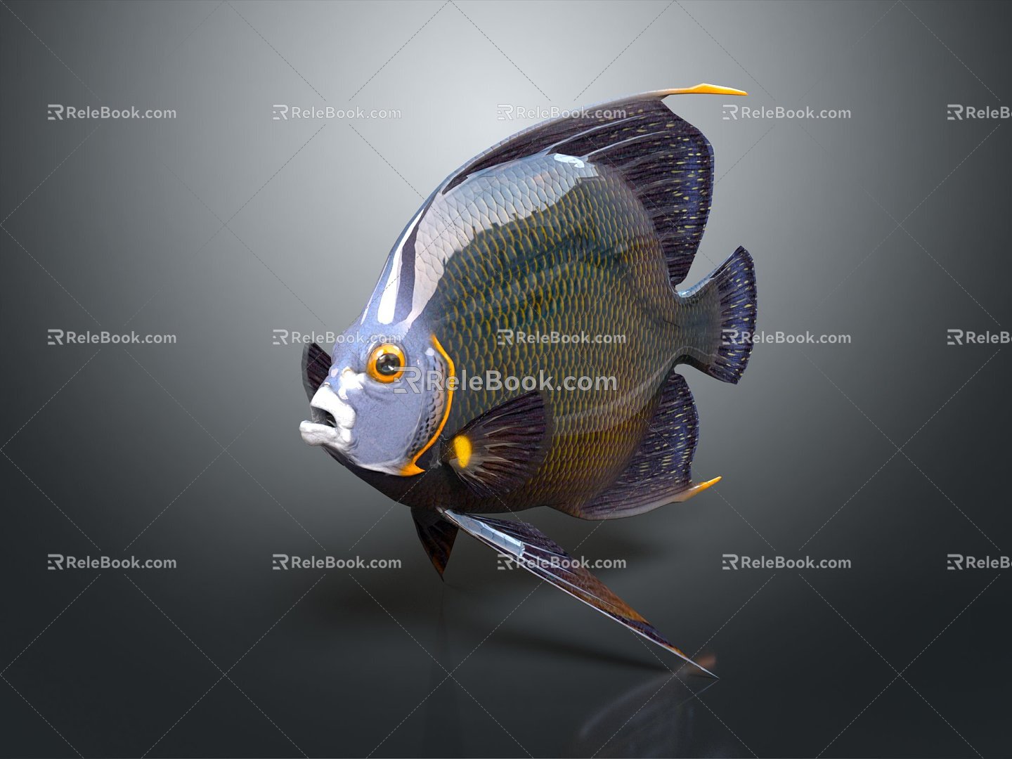 Modern fish yellow tail blue devil childe clown double color ancient blue hanging 3d model