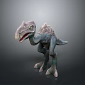Cartoon Dinosaur 3D Model Character With Spiked Head Open Mouth Sharp Teeth Standing Pose 3d model