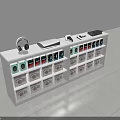White Multi layer Display Shelf With Storage Boxes Headphones And Electronics 3d model