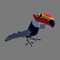 Vibrant Toucan Flying Bird With Red Yellow Orange Purple Beak Black Body And White Throat