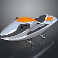 Modern Silver And Orange Jet Ski With Streamlined Design And Black Seat