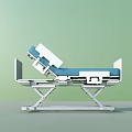 Medical Bed With Blue Mattress White Frame And Adjustable Sections For Hospital Use