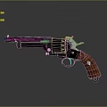 Vintage Revolver Firearm With Black Metal Body And Wooden Grip Design