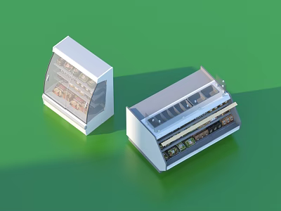 Two Modern Display Cases With Transparent Doors And Shelves For Merchandise 3d model