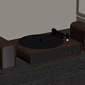 Modern Turntable Audio System With Wooden Speakers And Control Panel 3d model