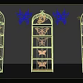 Golden Metal Shelving Unit With Intricate Butterfly Cutout Designs Multi Tiered Open Storage