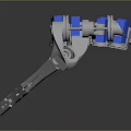 Advanced Mechanical Prosthetic Hand Device With Silver Metal Structure And Blue Components