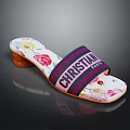 Christian Louboutin Women's High Heel Slippers With Floral Print And Strap Design