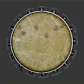 Handcrafted Traditional Drum With Light Leather Head And Wooden Body On Dark Reflective Background