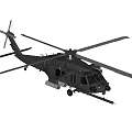 Black Tactical Military Helicopter With Rotors Weapon Systems And Fuselage Design