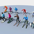 People in Colorful Winter Gear Practicing Skiing and Snowboarding Activities Outdoors
