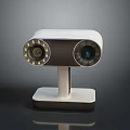 Dual Lens Surveillance Camera With LED Lights And White Square Base Design 3d model