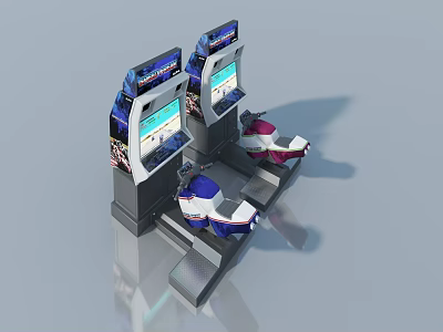 Modern Swing Door Design For Arcade Game Consoles With Screens And Seats 3d model