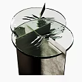 Modern Glass Top Side Table With Metal Base And Geometric Design Structure 3d model
