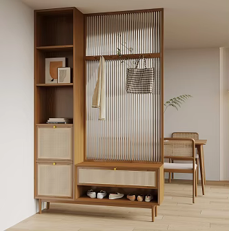 Nordic-Quiet Partition Shoe Cabinet 3d model