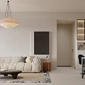 Modern Living Dining Room Interior With Beige Sofa Coffee Table And Pendant Light