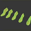 Five Yellow Shoe Toe Shapes Arranged In Row On Black Background