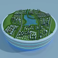 Birds Eye View Urban Planning With Green Spaces Lake And Residential Buildings