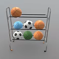 Metal Multi Tiered Sports Equipment Storage Rack With Wheels For Storing Basketballs Volleyballs Soccer Balls