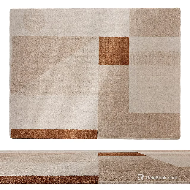 Square Carpet With Modern Geometric Abstract Patterns In Beige Brown Neutral Tones 3d model 