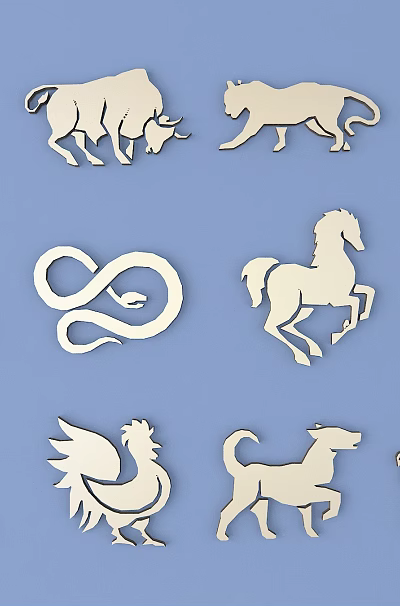Carved Chinese Zodiac Animals White Silhouette Decorative Art Designs 3d model Carved Chinese Zodiac Animals White Silhouette Decorative Art Designs 3d model
