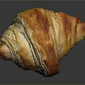 Golden Flaky Croissant On Dark Surface With Shiny Reflection
