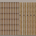 Modern Room Divider With Brown And Gold Vertical Wooden Slats Design