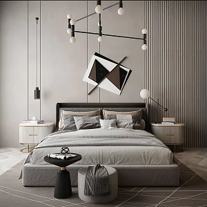 Bedroom double bed 3d model