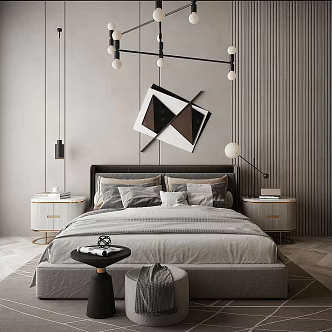 Bedroom double bed 3d model