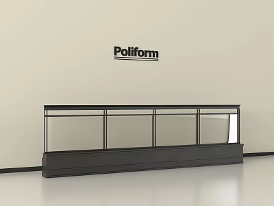 Poliform Modern Interior Railing Design With Black Metal Frame And Base 3d model