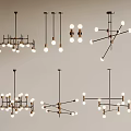Modern lamp combination multi-head chandelier wall lamp combination 3d model