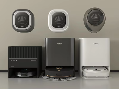Smart Home Cleaning Machines With ECOVACS Multiple Models Sleek Black White Designs 3d model