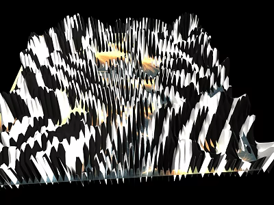 Future Architecture Dynamic Geometric Structure With Black And White Stripes And Interior Lights 3d model